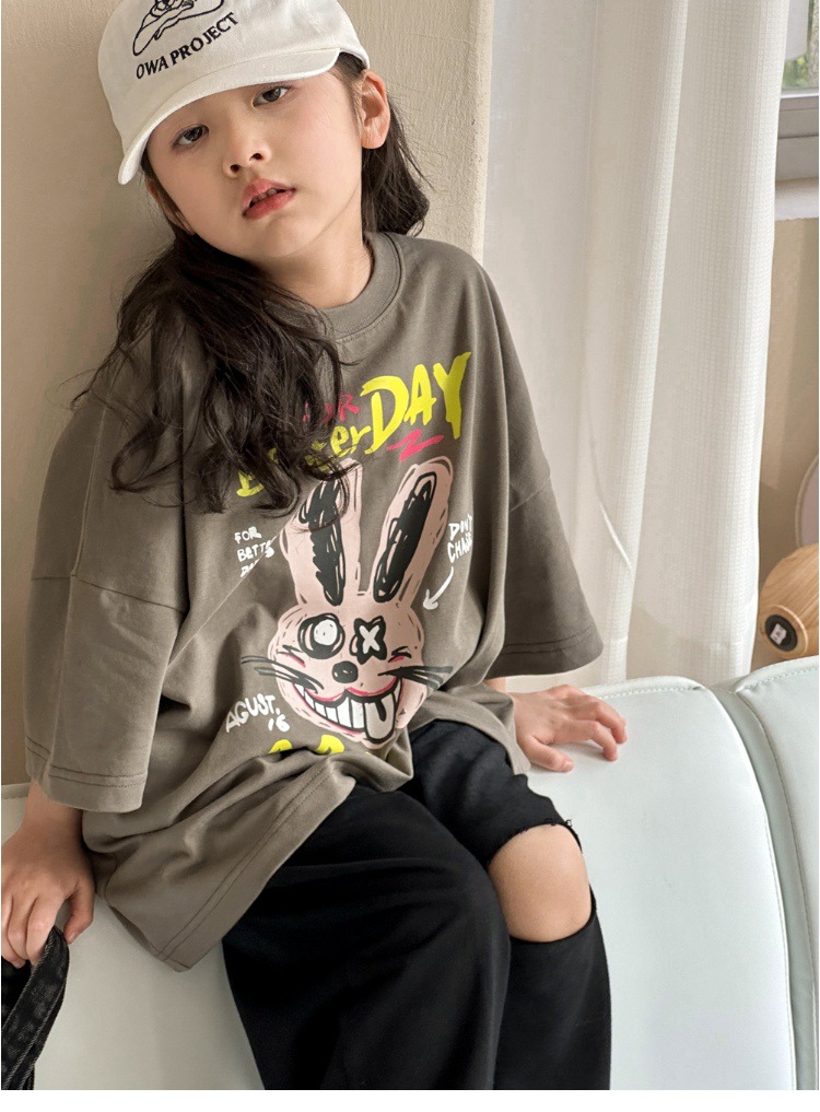 儿童短袖t恤女童夏装2025新款男童半袖体恤宽松休闲卡通洋气上衣详情28