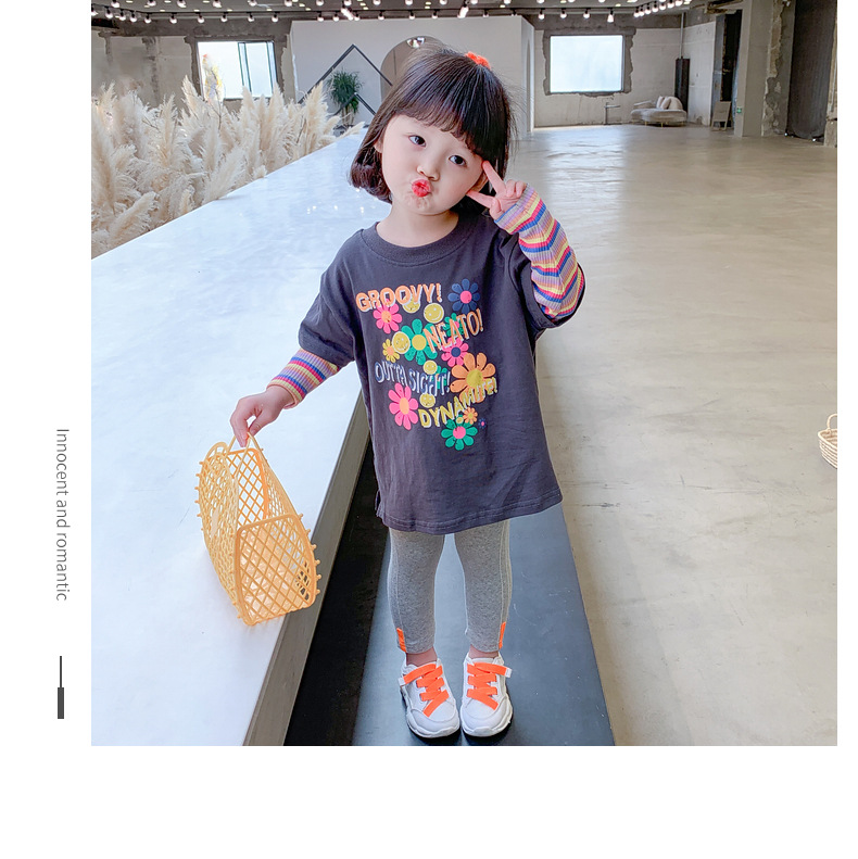 Two new autumn long-sleeved T-shirts for girls in 2024, trendy autumn base shirts for children pic 22