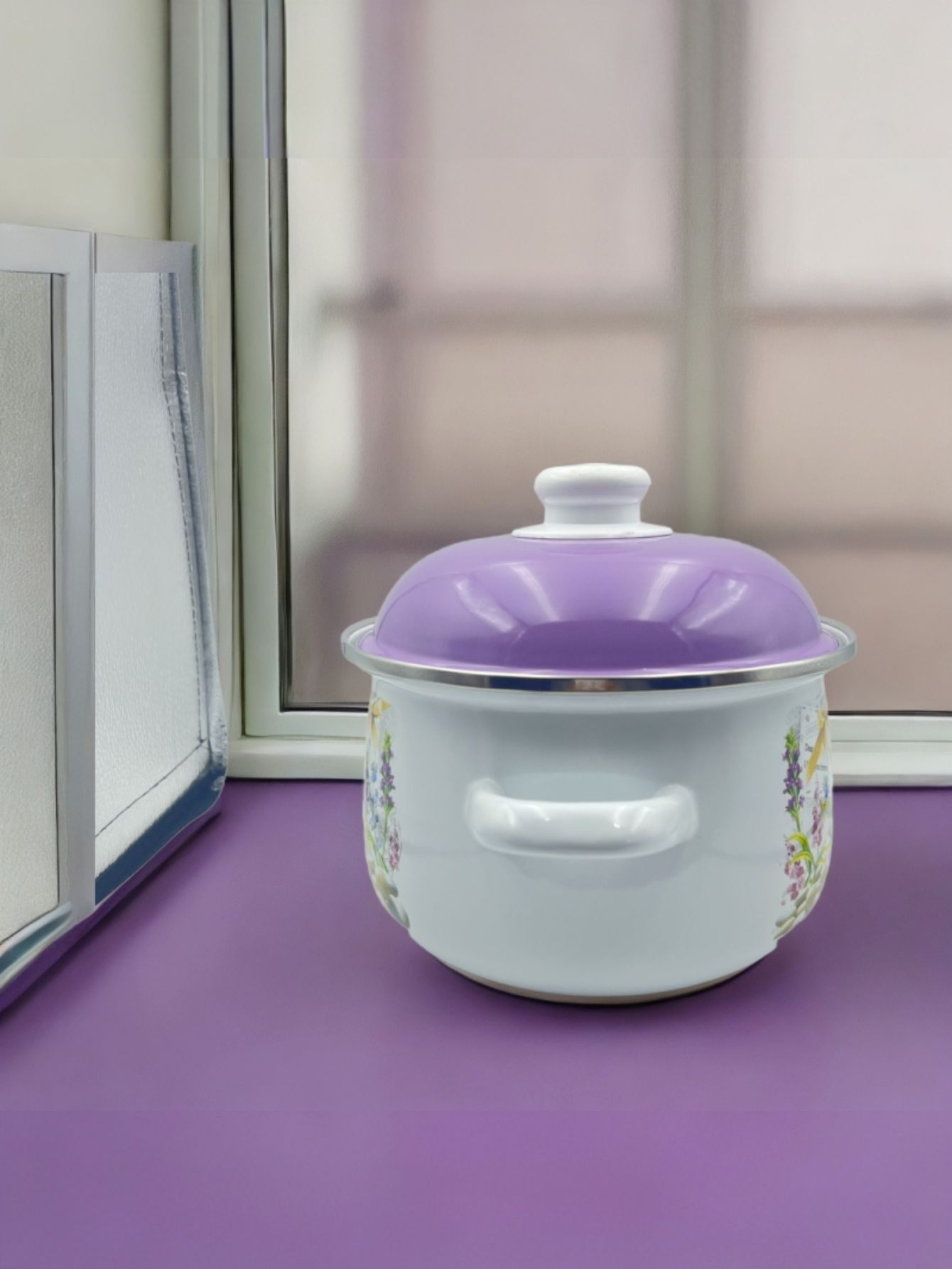 Enamel stew pot, soup pot with lid, thickened preservation three-piece set wholesale. Russian flower can be used over open flame 16-18-20 pic 10
