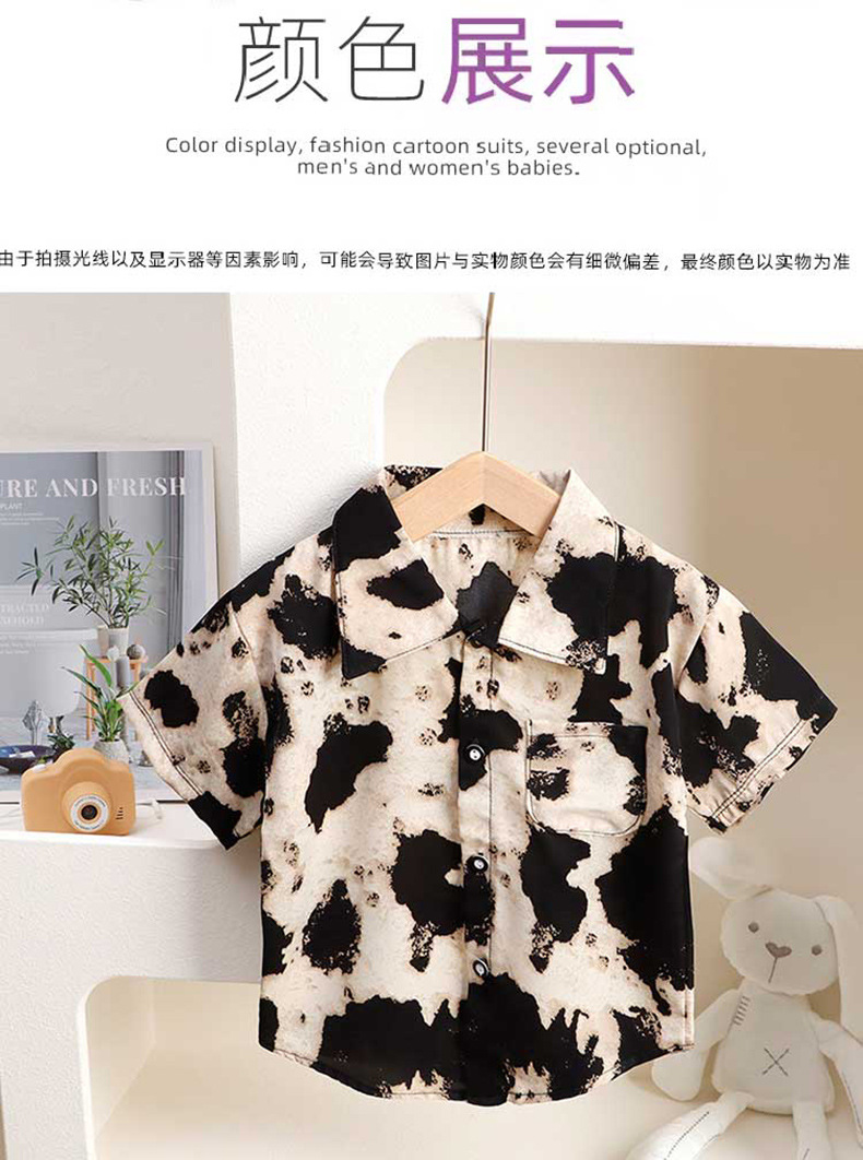 儿童衬衫夏款短袖男童上衣宝宝外褂童装港风休闲潮流批发详情10