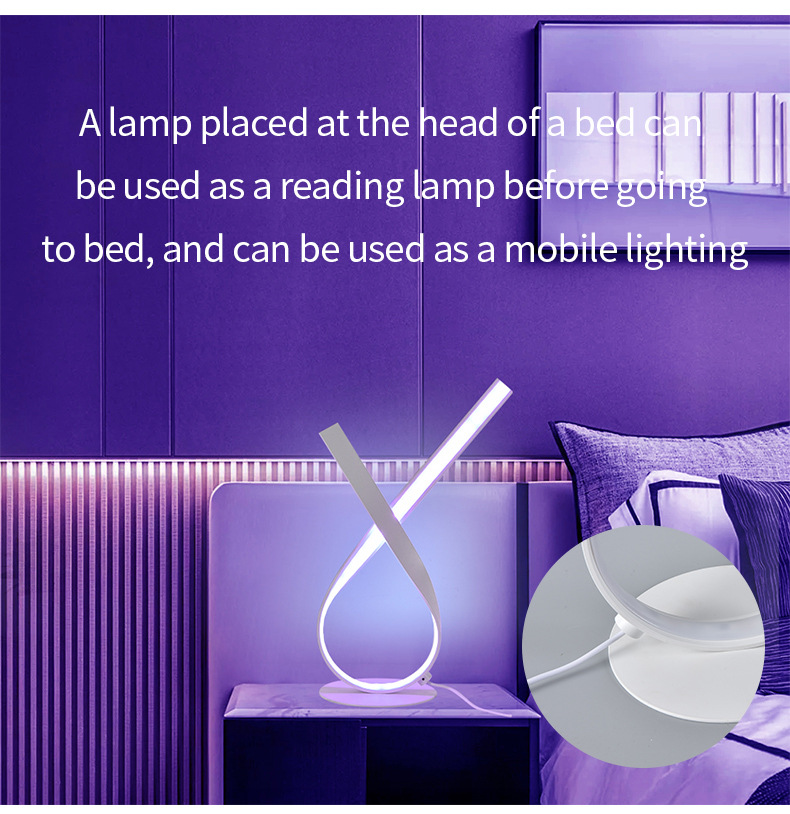 Creative, fashionable and personalized desk lamp for foreign trade, simple, romantic and warm bedroom, remote control dimming, smart APP, color-changing light RGB pic 12