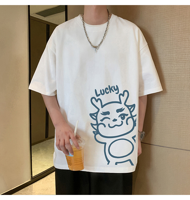 短袖t恤男夏季2024新款卡通印花纯棉半袖宽松潮流情侣休闲体恤衫详情26