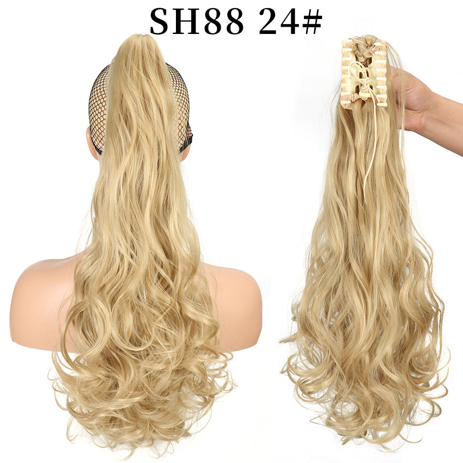 European and American style claw clip long curly hair, tiger mouth claw clip ponytail simulation wig, fluffy and natural ponytail pic 16