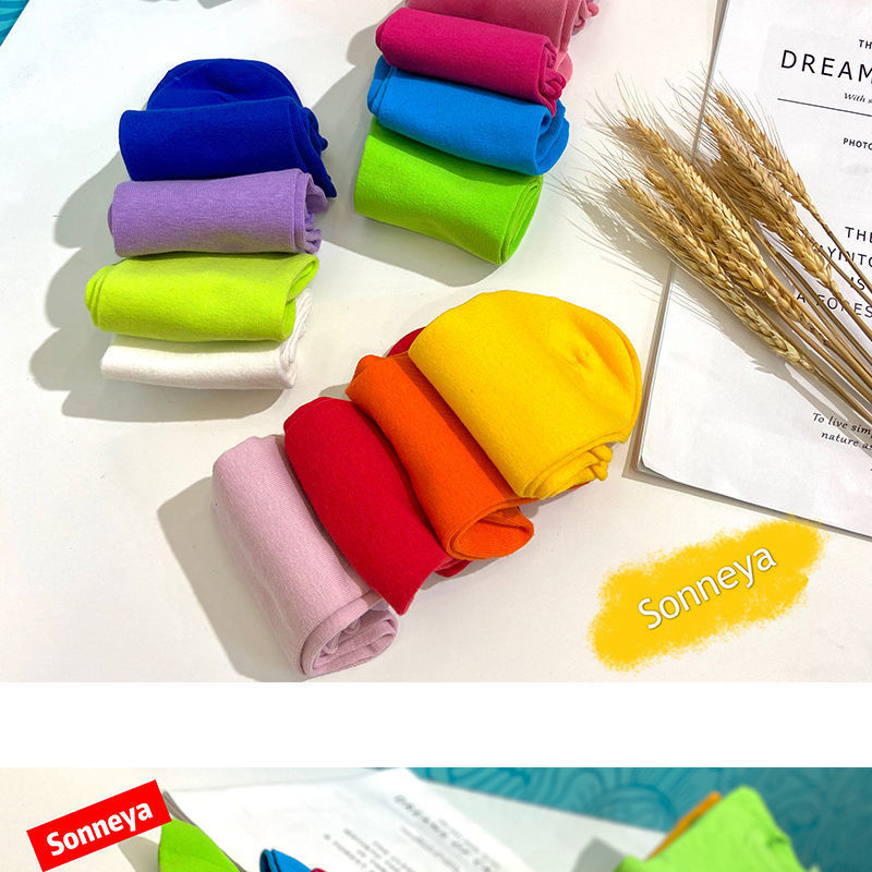 纯色袜子学院风闺班服色针织中筒袜女果色堆堆袜百搭彩色长袜潮详情4