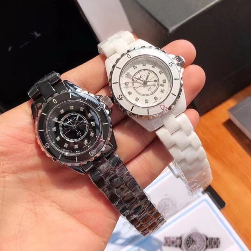 小香风手表J12系列白色陶瓷手女士石英表防水蝴蝶扣情侣手表男表详情11