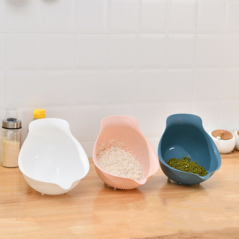 Kitchen draining basket, multi-functional rice washer (small size), plastic fruit and vegetable blue, creative fruit and vegetable blue pic 4