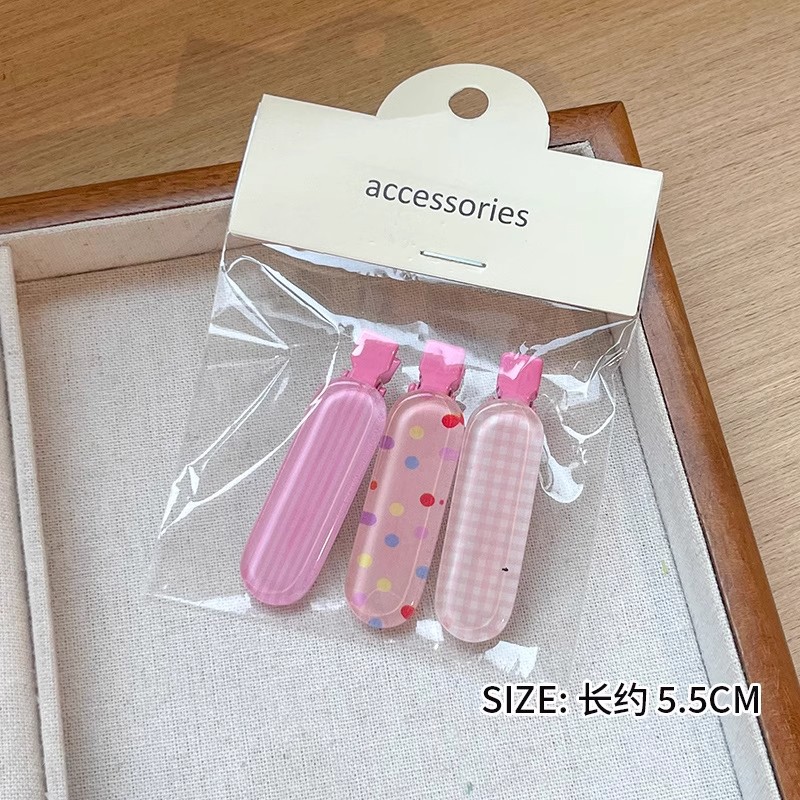 果冻格纹发夹女多巴胺彩色套装鸭嘴夹蝴蝶结碎发发卡侧边刘海边夹详情38