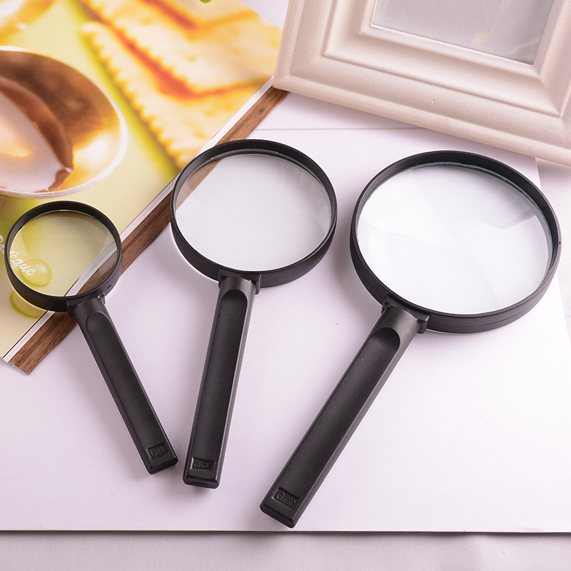 Yiwu Jinghui Factory directly sells Qilite flat-handled large, medium and small-sized handheld magnifying glasses for the elderly with ABS shells and glass lenses pic 5