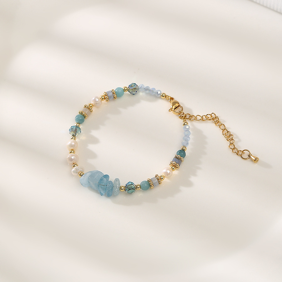 原创海蓝宝蓝水晶巴洛克珍珠项链轻奢饰品小众百搭气质复古锁骨链详情9