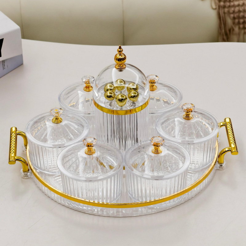 干果碟小吃碟圆形透明点心分格盘家用水果盘带塑料盖北欧轻奢果碟干果碟小吃碟圆形透明点心分格盘家用水果盘带塑料盖北欧轻奢果碟详情3