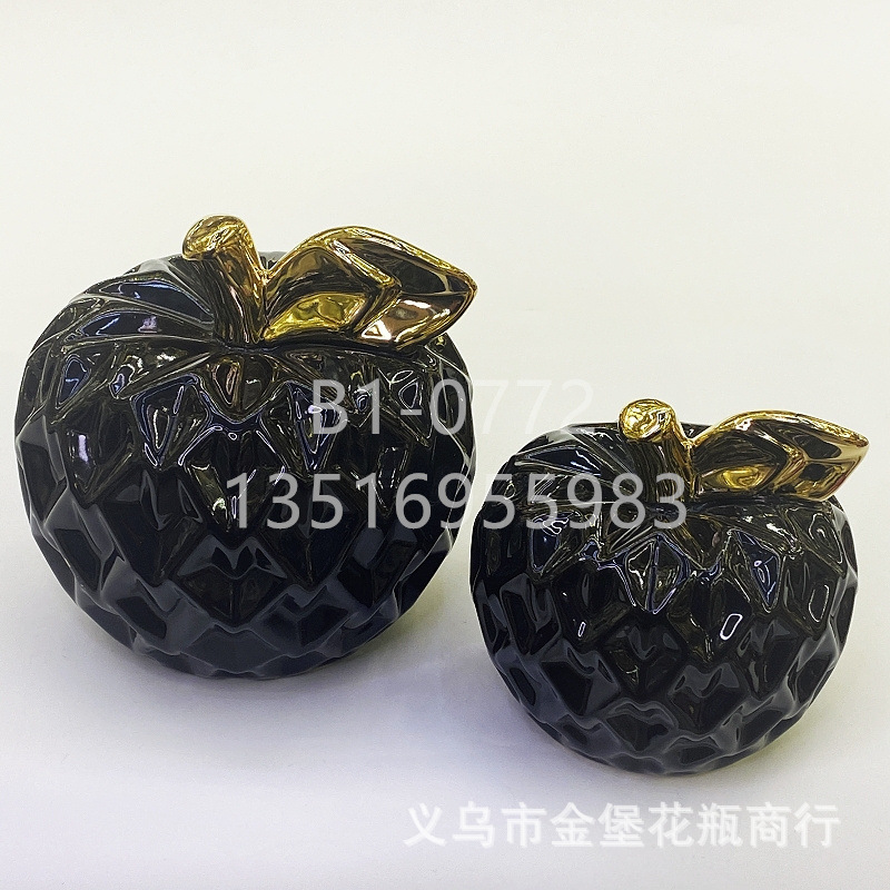 Apple gift ornaments, colored glaze ceramic fruit, red and white apple craft display set, pear decoration, office and home accessories, factory wholesale pic 26