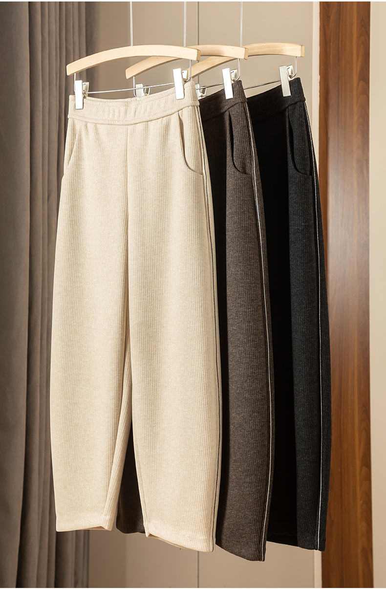 如果醋酸休闲裤女秋冬加厚美拉德宽松现货针织小个子镰刀裤23121详情18