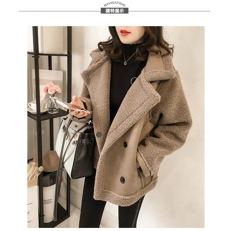 Autumn and winter lambskin coat for women 2020 New Korean style loose BF fur one-piece plush motorcycle jacket top pic 5