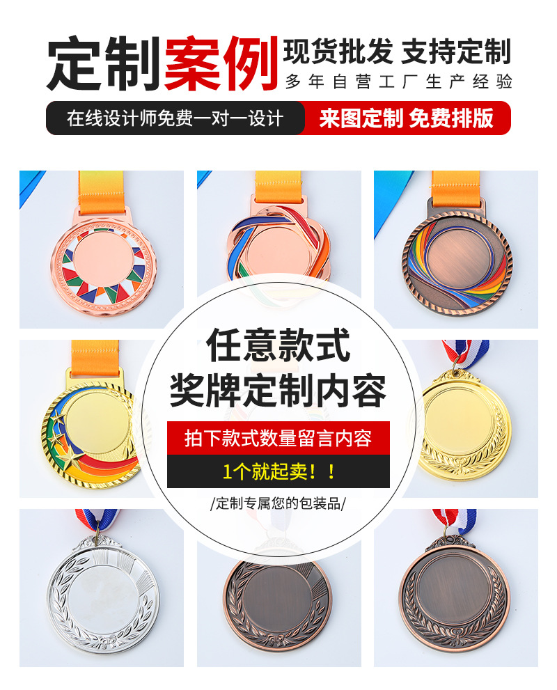 通用款运动会金属奖牌比赛挂牌铜牌 马拉松奖牌定制奖章制作logo详情3