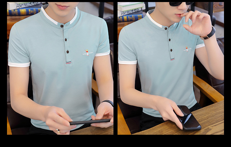 2022夏季新款短袖t恤男士韩版潮牌丅半袖体桖polo衫上衣服男装潮详情13