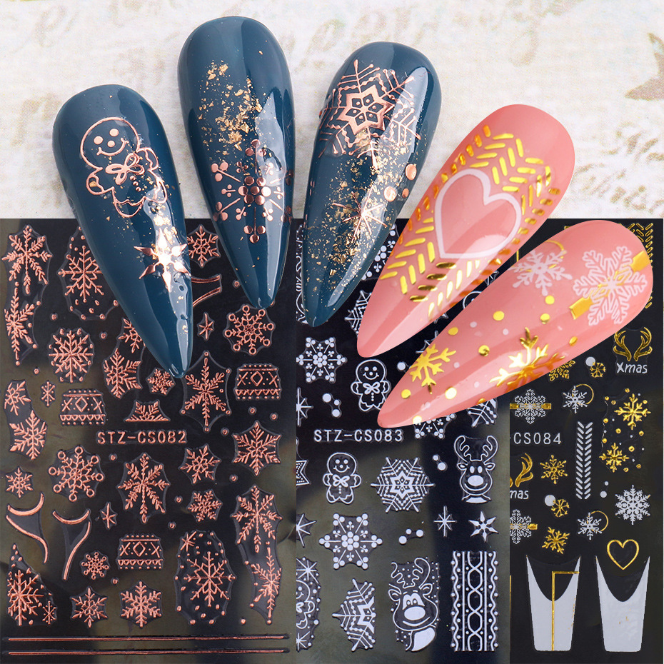 Cross-border new nail stickers ins Leaf Rose Heart Line Platinum Flame self-adhesive nail stickers shanilak pic 10