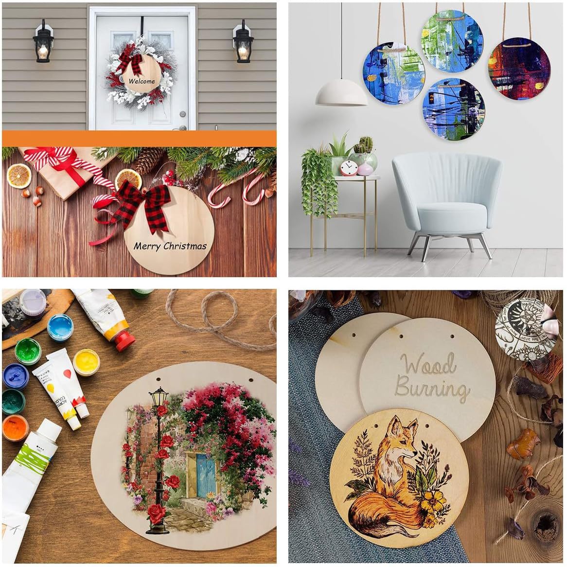 30cm打孔圆形门牌挂牌木制空白圆木片工艺品DIY木质圣诞节日装饰详情11