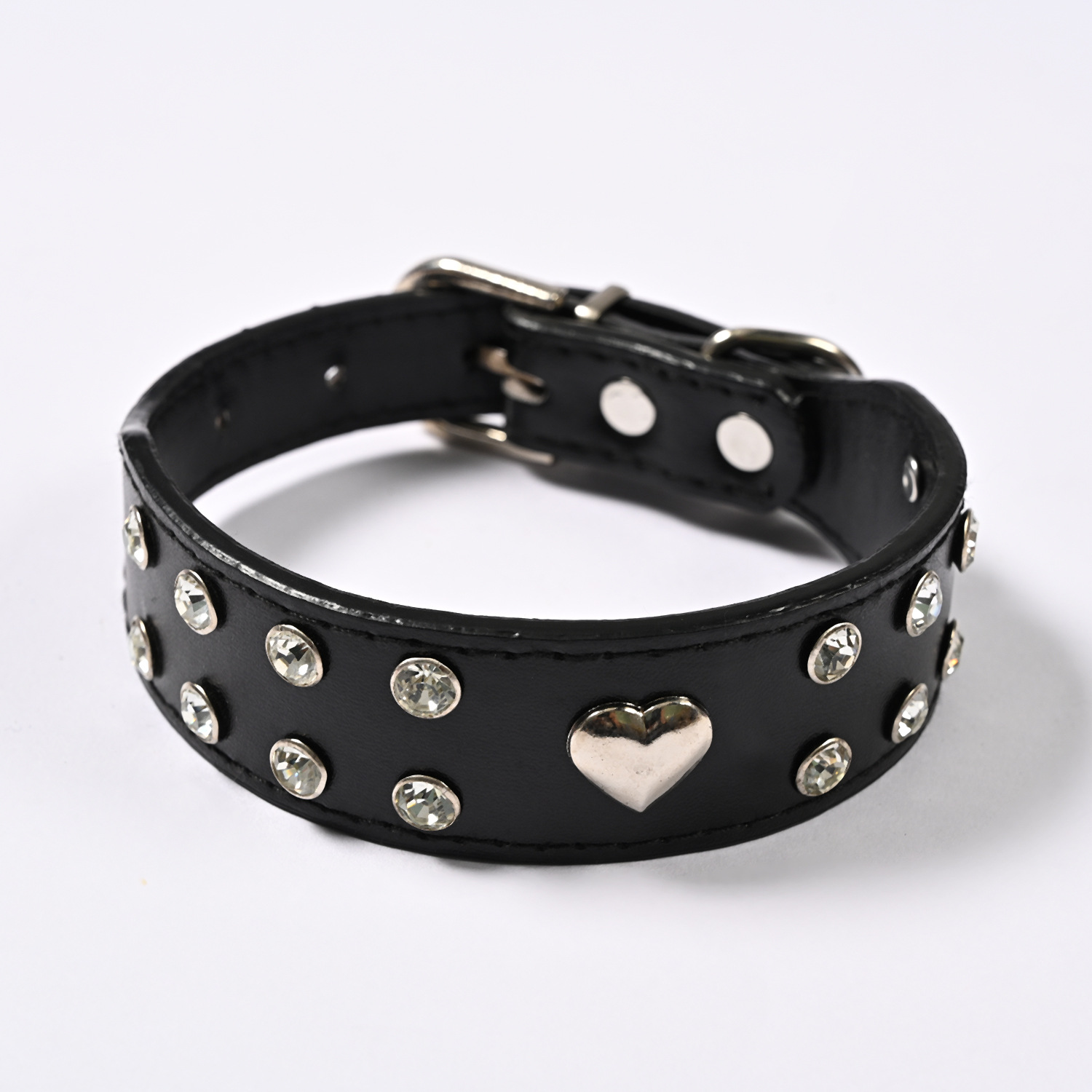2022 New PU leather heart-shaped dog collar, pet neck collar, pet accessory, adjustable dog collar, factory wholesale pic 9