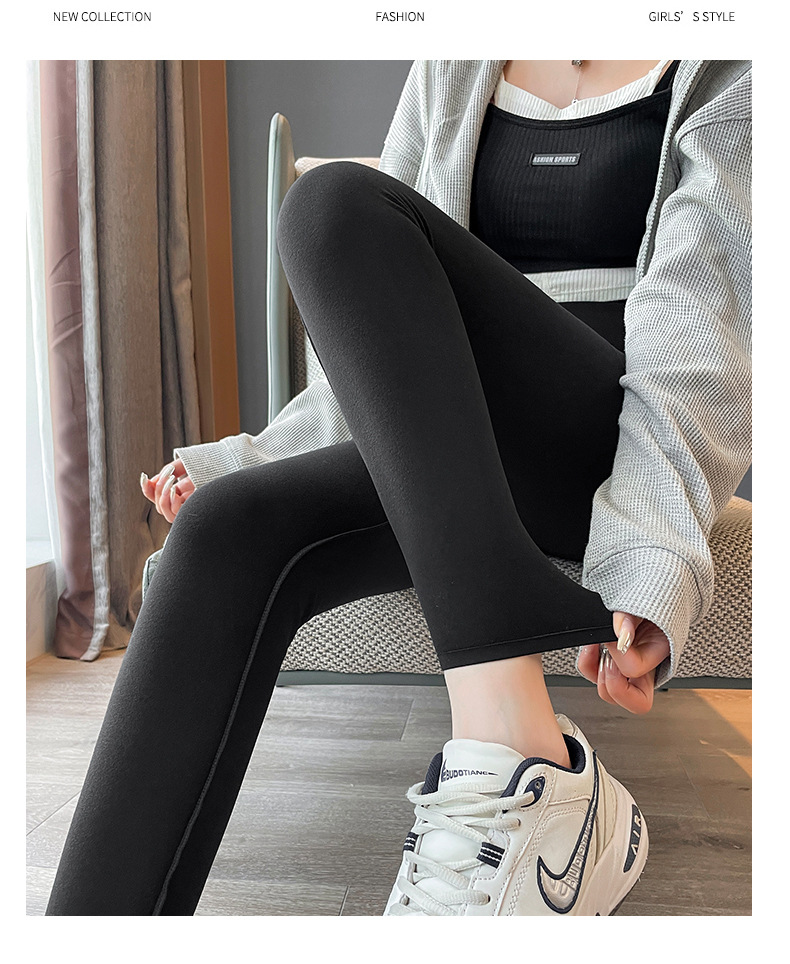 Pantalones de tiburón pulido para mujeres primavera nuevo tamaño grande pantalones de barbie color café pantalones de yoga de pies pequeños más polainas leggings al por mayor pic 28