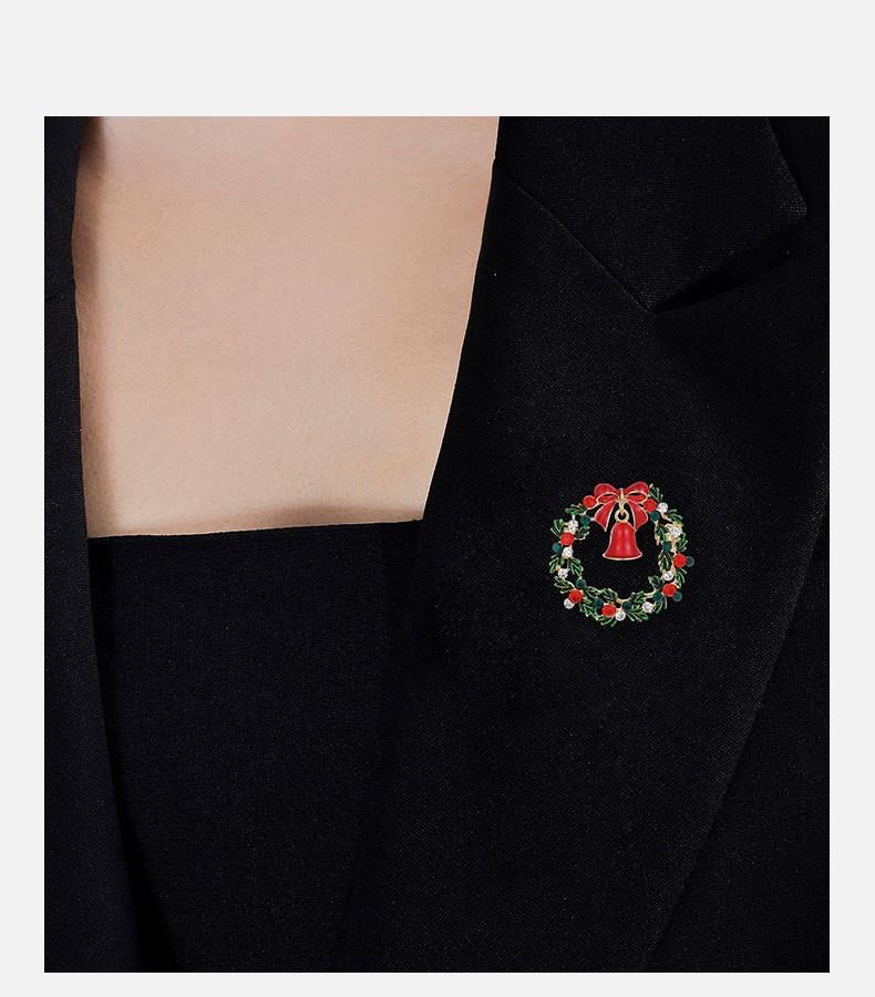 韩国圣诞胸针圣诞节礼红色花环铃铛物潮花环别针毛衣外套高级配饰详情1