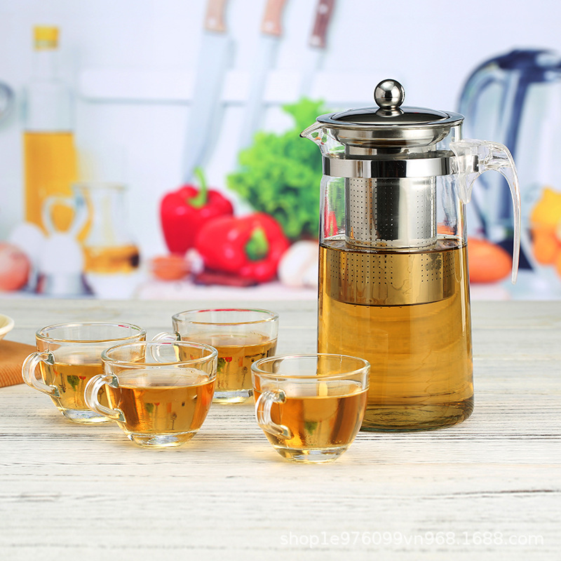 Five-piece teapot set, glass flower teapot, large-capacity household filter, wholesale set of tea sets and teapots from the manufacturer pic 5