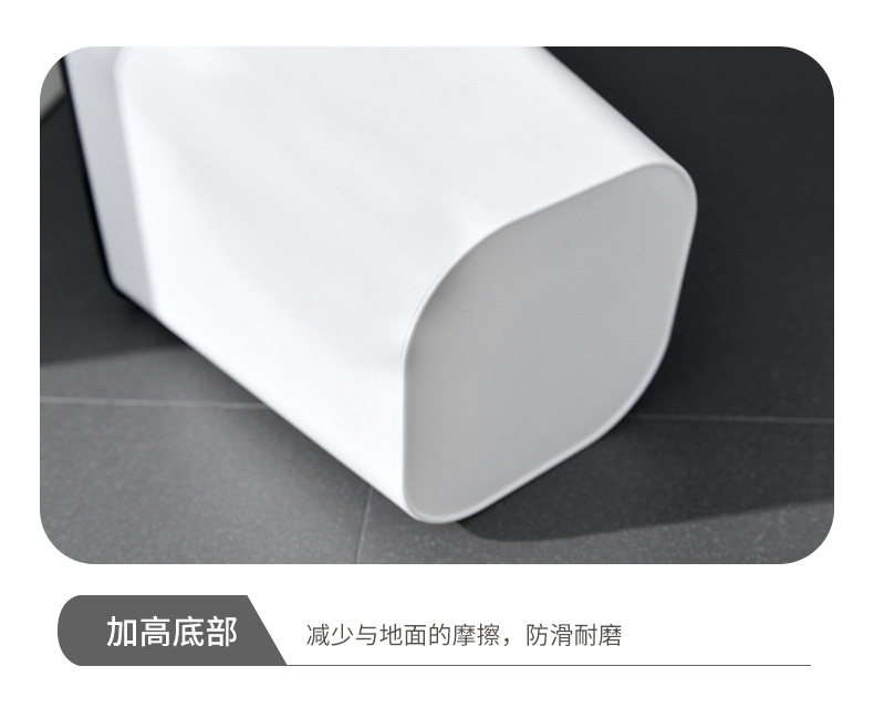 Square trash can, household living room, bathroom, kitchen, bedroom, toilet, office, Nordic dry and wet classification with pressure ring pic 12