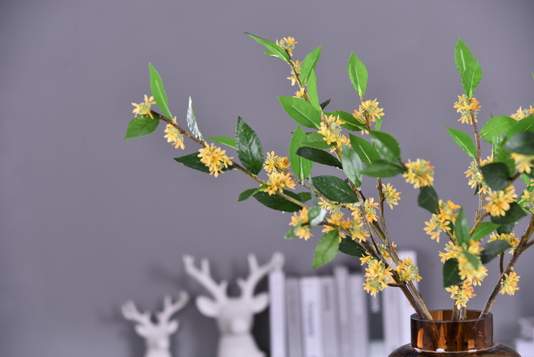 Wholesale artificial yellow osmanthus and laurel, green landscape garden artificial trees, decorative golden osmanthus leaves, home, hotel and homestay artificial flowers pic 41