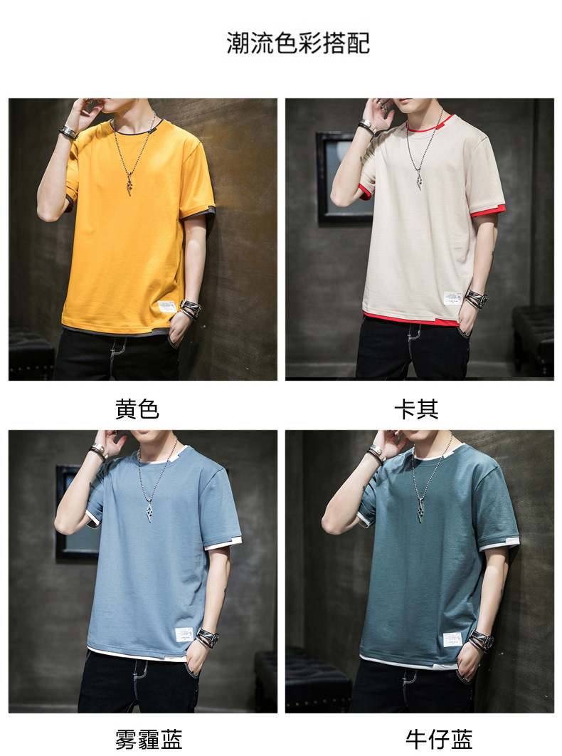 Short-sleeved T-shirt for men, Korean style, summer loose cotton T-shirt, cross-border new style, student bottom layer, half-sleeved shirt pic 7