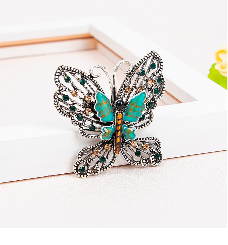 韩版新款蝴蝶胸针彩色镶钻画油昆虫动物胸花胸针女百搭西装别针详情6