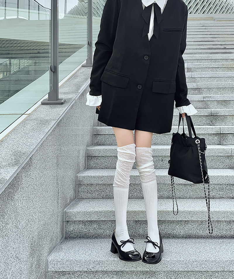New Japanese JK autumn and winter thigh-high socks, school style, fashionable and simple, solid color socks that show slender legs, socks for women pic 1