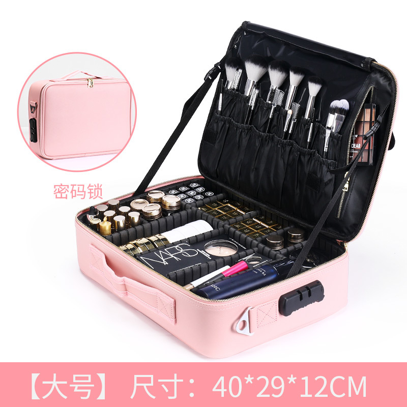 新款PU化妆包女大容量纹绣美容美发工具包化妆品收纳多层隔板套装详情18