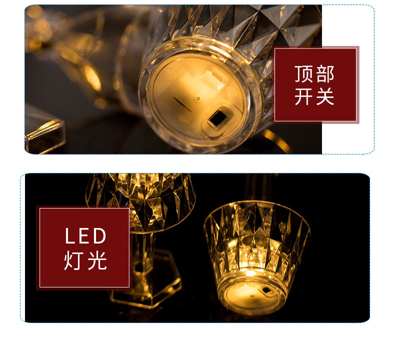 LED electronic candle night light, diamond table lamp, bedside bar creative atmosphere light, ins romantic decorative small table lamp pic 7