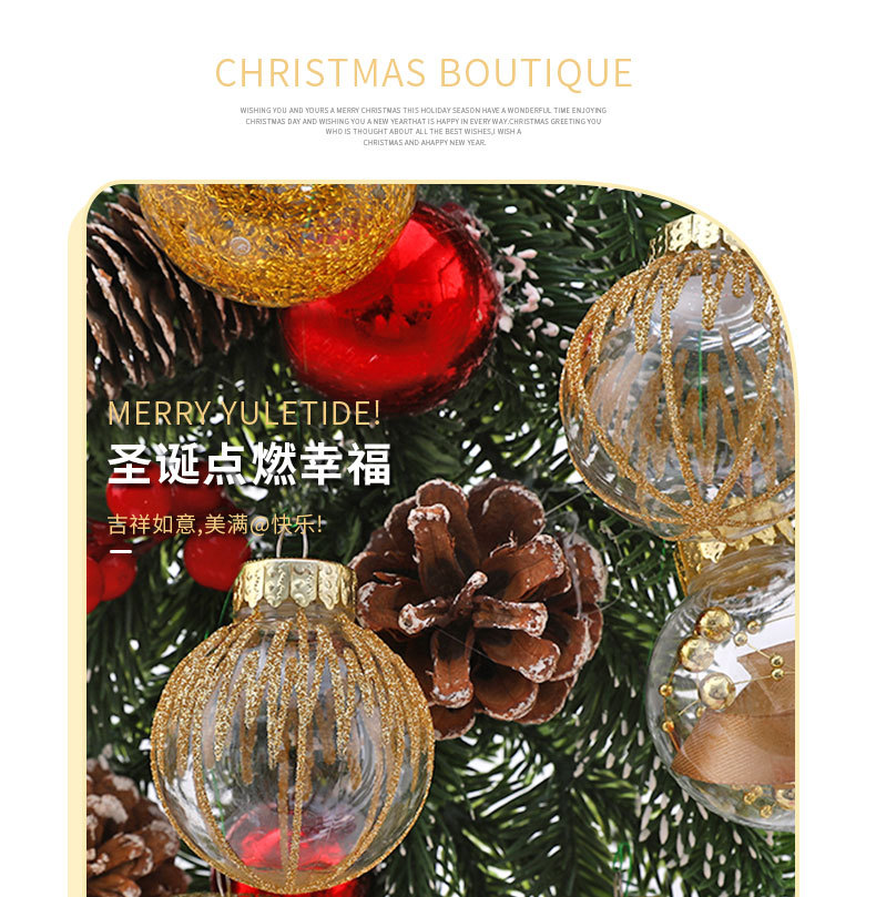 跨境新品圣诞装饰品PET透明球塑料彩绘圣诞球套装圣诞树挂件吊饰详情1