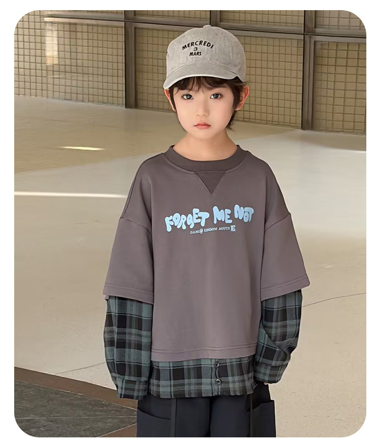 Two stylish and trendy Korean-style patchwork fake loose hoodie jackets for children and boys pic 13