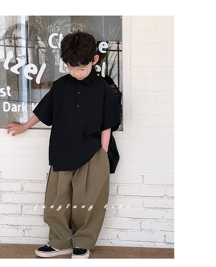 儿童夏装男童短袖白衬衫2024夏季新款衬衣小男孩帅气宽松上衣批发详情18