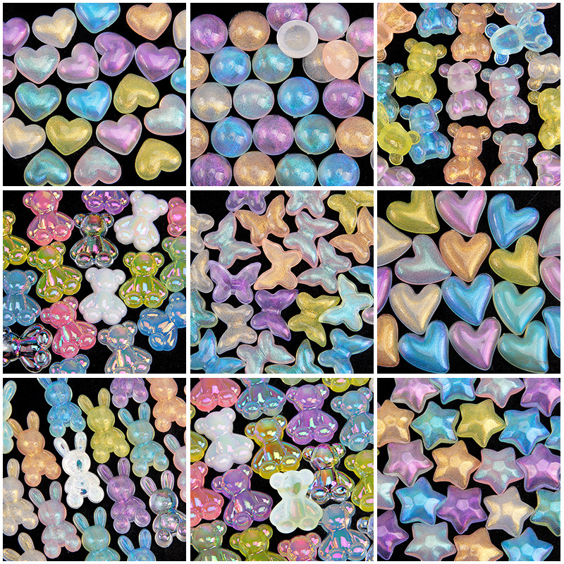 奶油胶 珠光炫彩亚克力小熊 爱心 蝴蝶结手工diy材料发夹发饰配件详情4