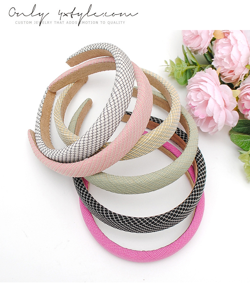 复古法式小香风宽边海绵发箍小方格增高颅顶秋冬外出压发饰头箍女详情13