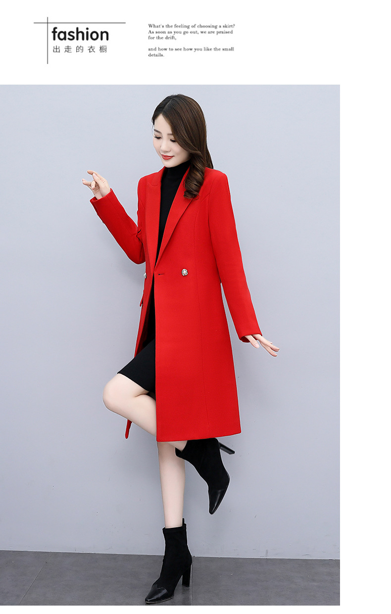 High-end woolen coat for women, mid-length, 2021 autumn/winter new style, fashionable and elegant, a slimming and form-fitting woolen coat for socialite pic 20