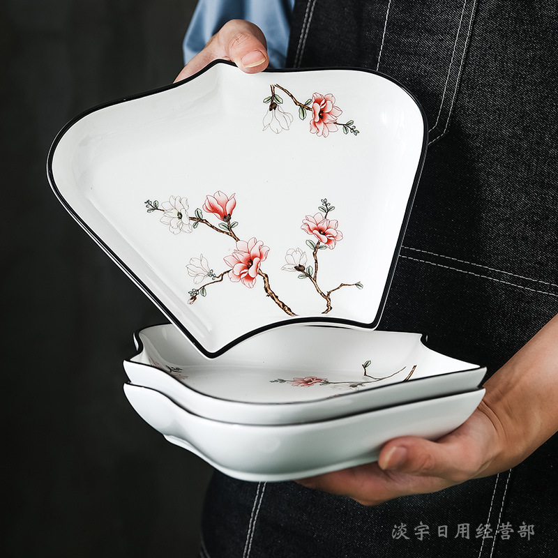 【 High-end 】 Ceramic platter set: Household plates, rice bowls, soup bowls, vegetable plates, tableware, dinner plates, bowls, chopsticks, daily-use porcelain bowls pic 14