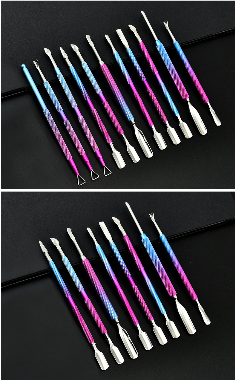 Stainless steel dual-color gradient steel nail planer, nail remover, dead skin fork, dead skin remover, nail clipper, file, nail art tools shanilak pic 14