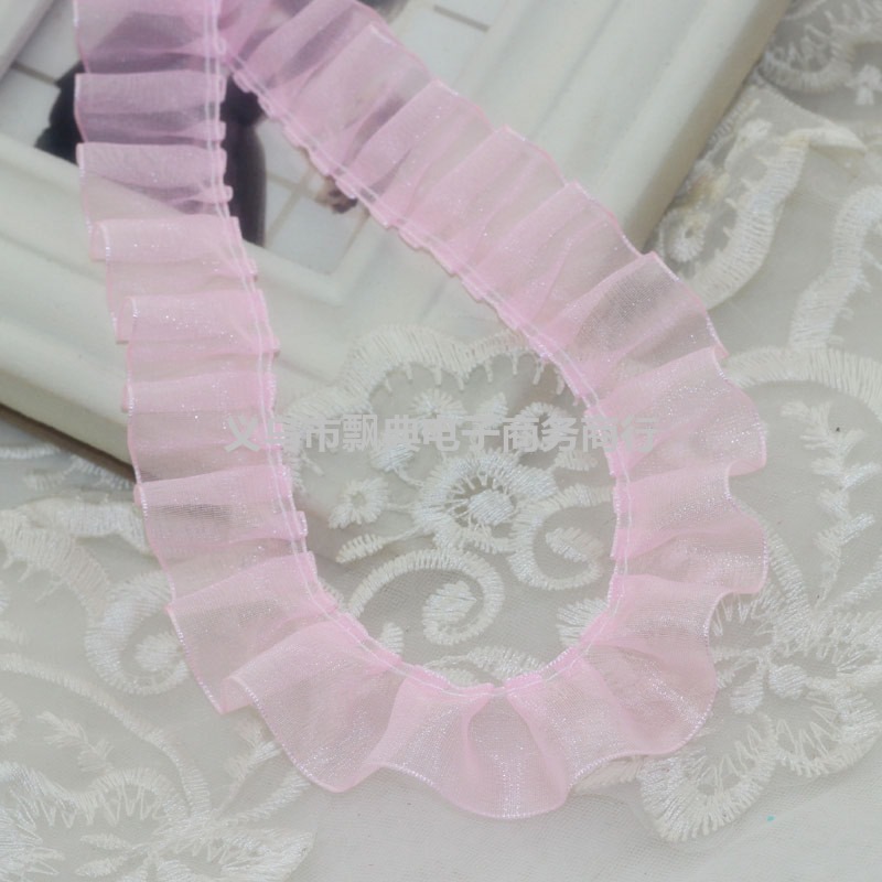 2.5cm服装辅料多色雪纱带百褶皱蕾丝花边带diy童装手工花边辅料详情9