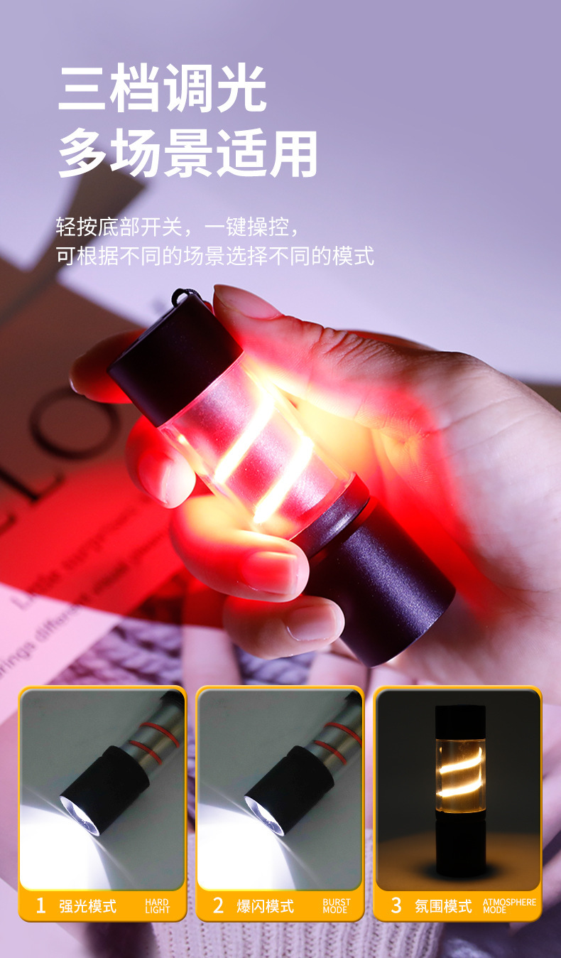 新款迷你彩色灯带灯丝强光小手电筒 家用户外便携氛围露营灯详情6