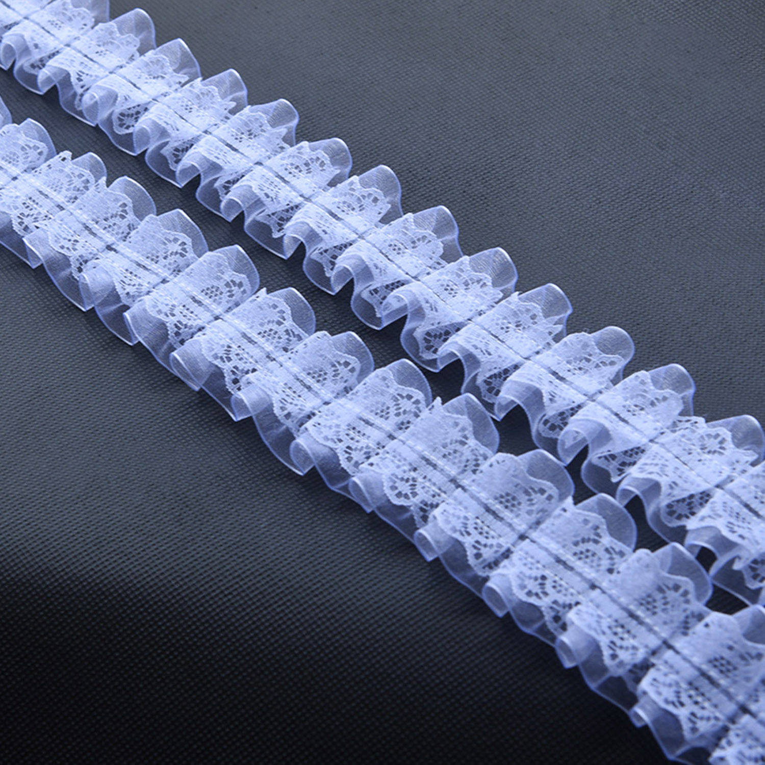 4cm雪纱带褶皱花边 手工diy服装辅料 蕾丝丝带抽皱裙摆窗帘配件详情3