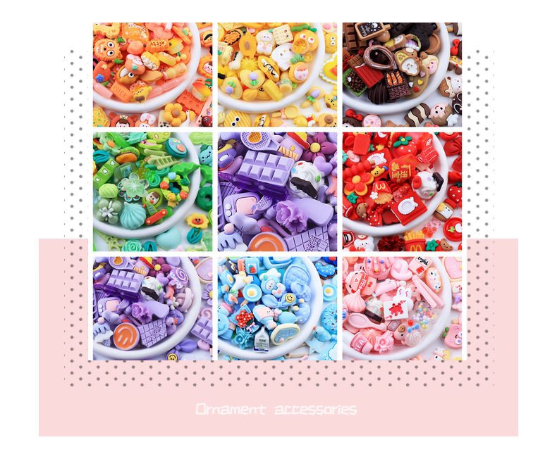 外贸高货色系配件 diy奶油胶自制手机壳水杯贴发夹饰品树脂材料详情21