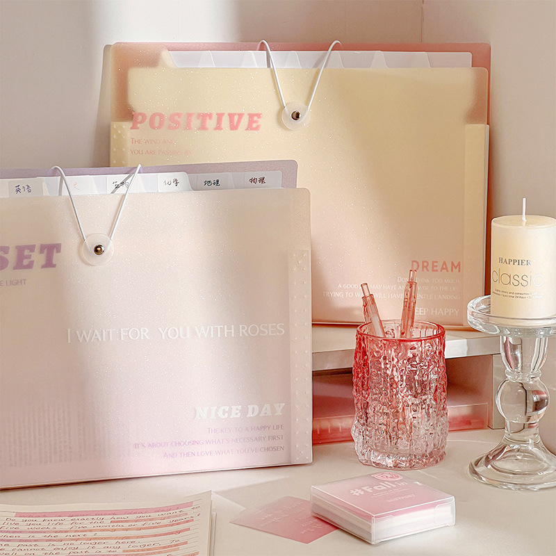 文谷试卷收纳袋a4文件夹试卷夹学生科目分学科专用小清新风琴包详情2