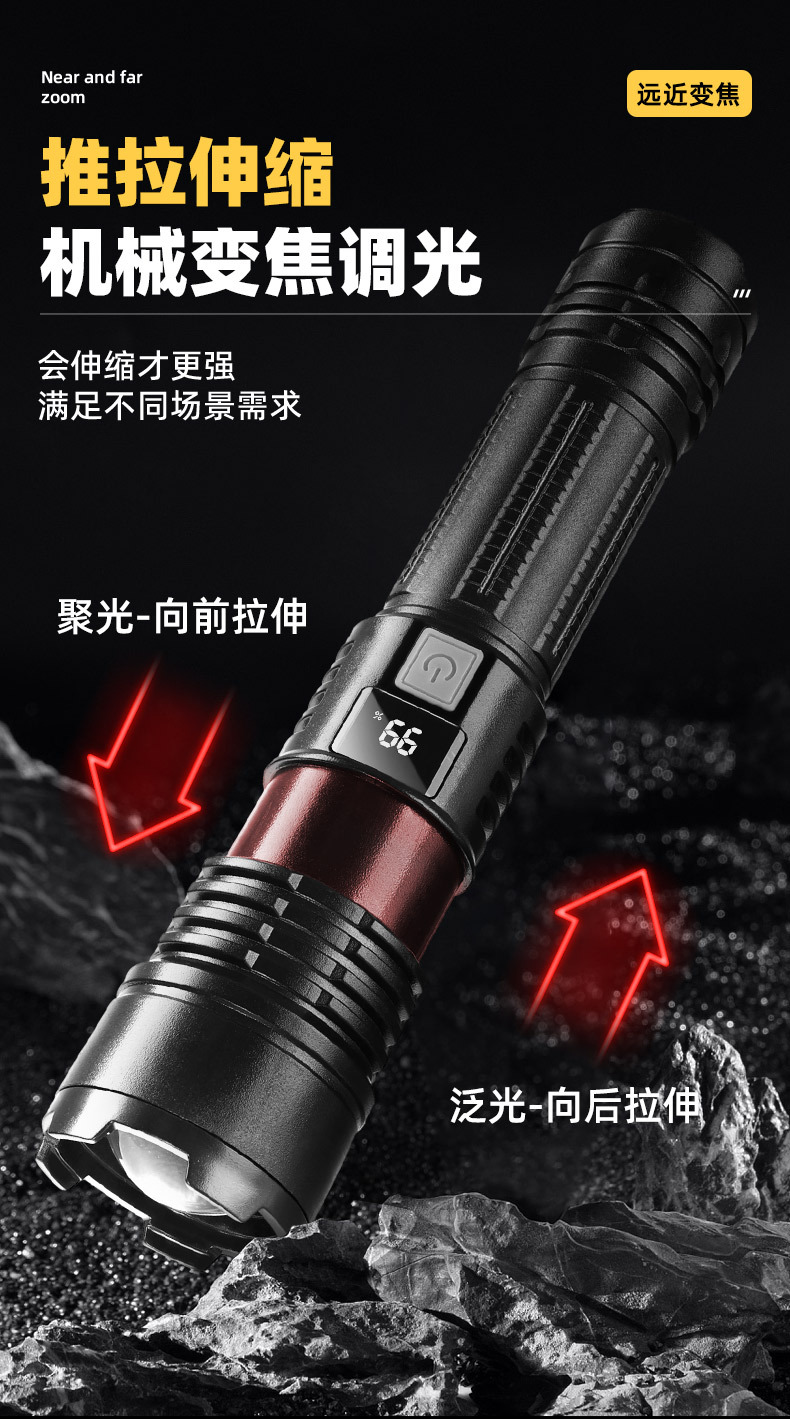 新款手电筒强光可充电式户外超亮远射小型迷你便携家用耐用灯详情6