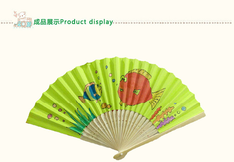 现货DIY扇子空白手折扇 儿童绘画手绘书法卡通空白单面纸扇详情11