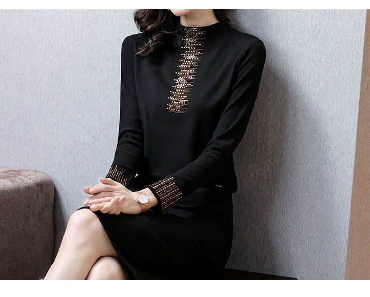 2022双面德绒打底衫女秋冬加厚长袖烫钻上衣女修身潮详情10