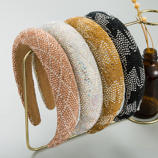 New style hair bands, European and American fashion, light luxury, full diamond pearl headbands, Korean-style elegant facial cleansing headwear wholesale and export pic 7