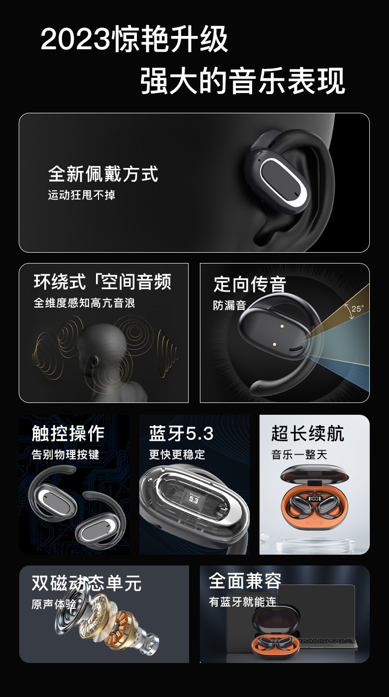 抖音跨境OWS爆款JS270  280 288无线蓝牙耳机T35挂耳式不入耳新款详情2